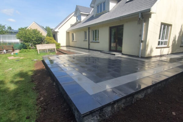 Black Granite Slabbed Patio with Silver Granite Border in Middleton, East Cork