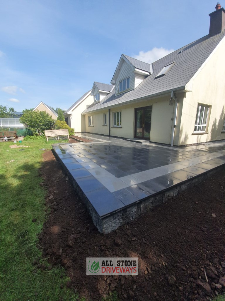 Black Granite Slabbed Patio with Silver Granite Border in Middleton, East Cork