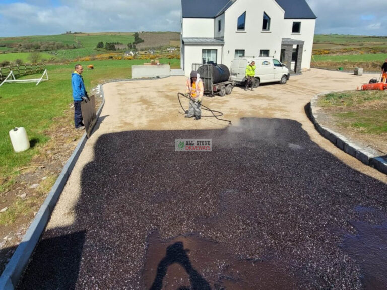 Double Coated Tar and Chip Driveway with Granite Patio Areas in Clonakilty, Co. Cork