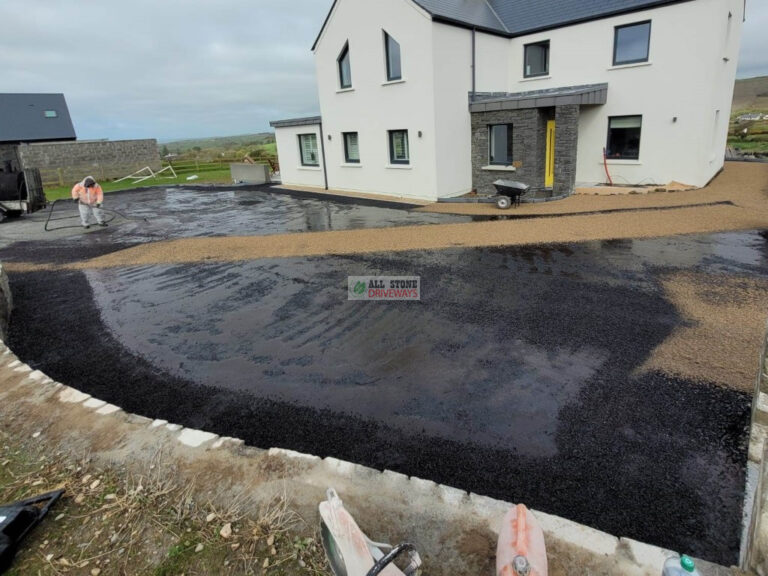 Double Coated Tar and Chip Driveway with Granite Patio Areas in Clonakilty, Co. Cork