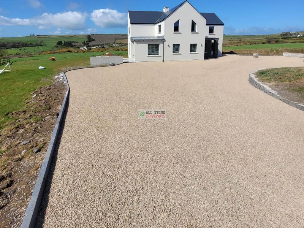 Double Coated Tar and Chip Driveway with Granite Patio Areas in Clonakilty, Co. Cork
