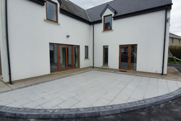 Granite Slabbed Patio with Charcoal Cobble Sets in North Cork