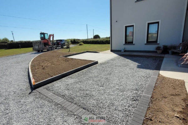 Gravelled Driveway with Brick Border and Granite Patio in East Cork