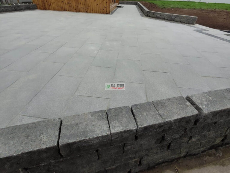 Large Driveway with Multicoloured Grey Brick and Silver Granite Patio in Kilcully, Cork City