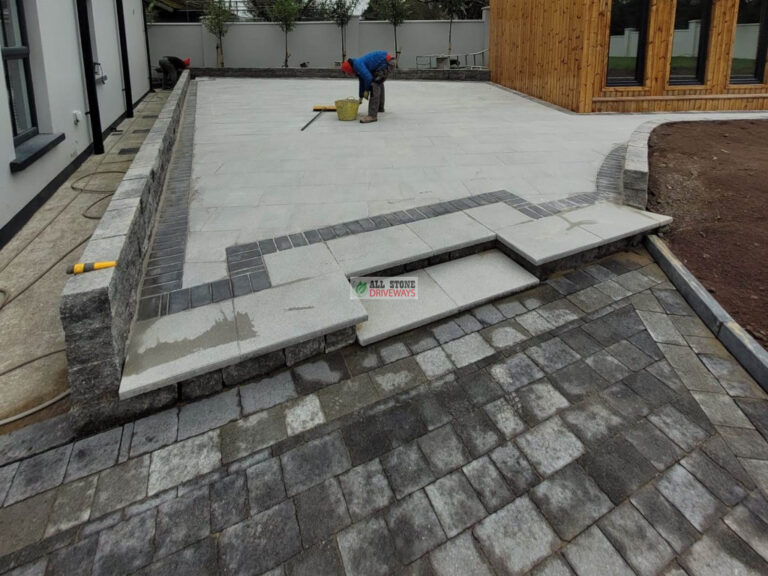 Large Driveway with Multicoloured Grey Brick and Silver Granite Patio in Kilcully, Cork City