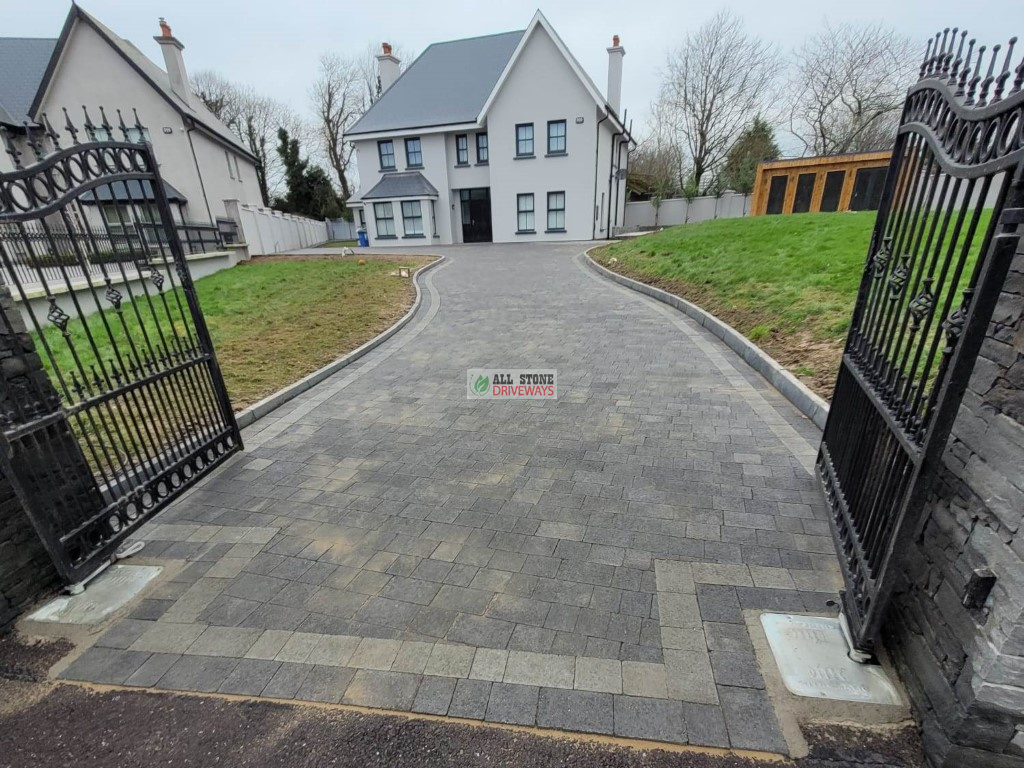 Large Driveway with Multicoloured Grey Brick and Silver Granite Patio in Kilcully, Cork City