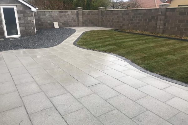 Newgrange Granite Patio with Turf Grass in Cork