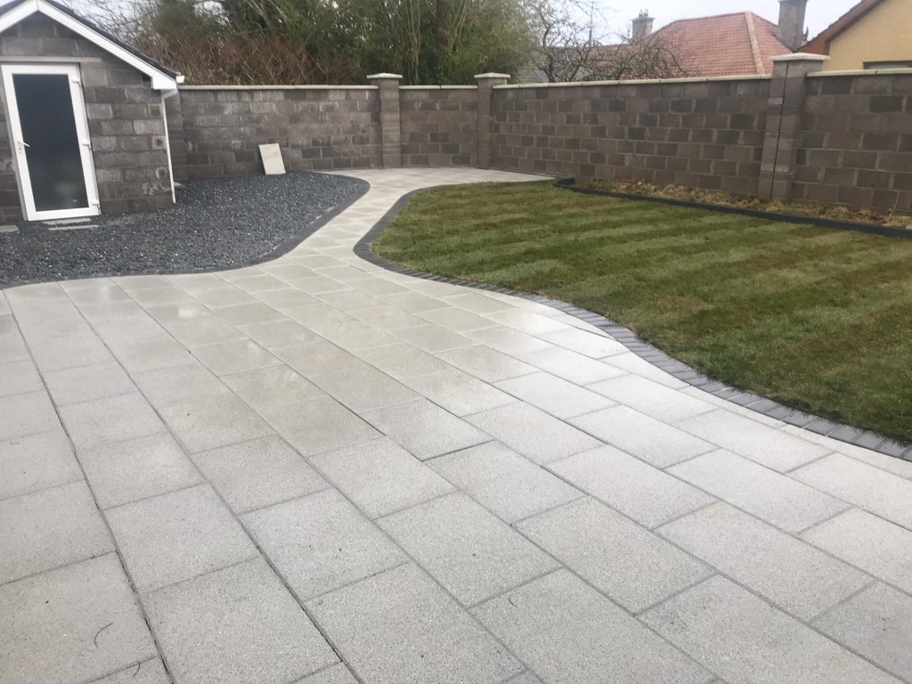 Newgrange Granite Patio with Turf Grass in Cork