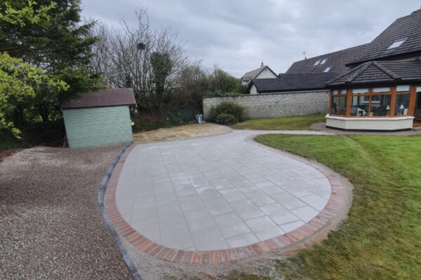 Patio with Rustic Slane Border in Cork