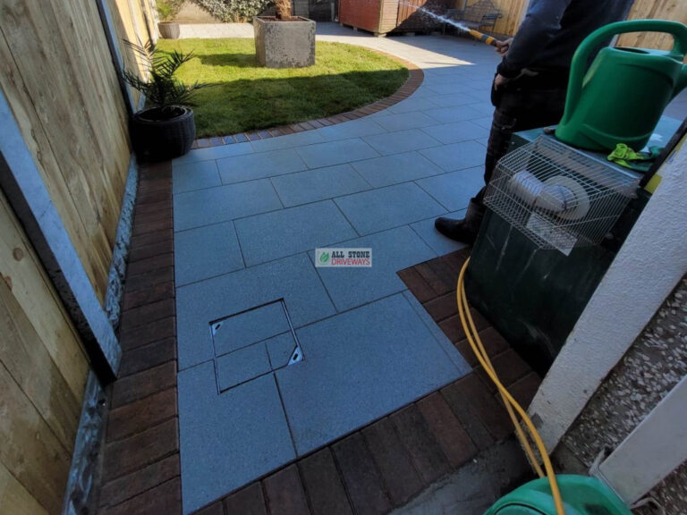 Patio with Silver Granite Slabs, New Lawn and Fencing in Youghal, Co. Cork