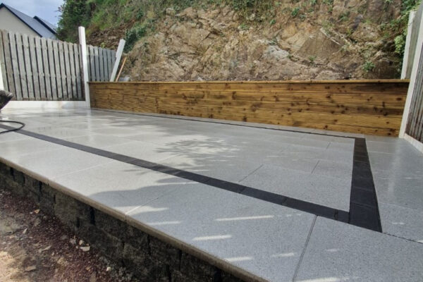 Raised Silver Granite Patio with Connemara Walling in East Cork