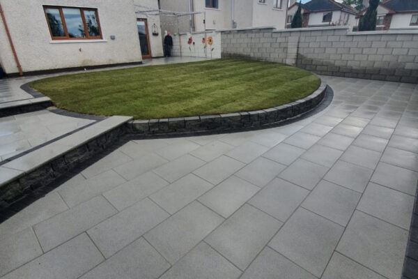 Silver Granite Patio with New Lawn in Cork City