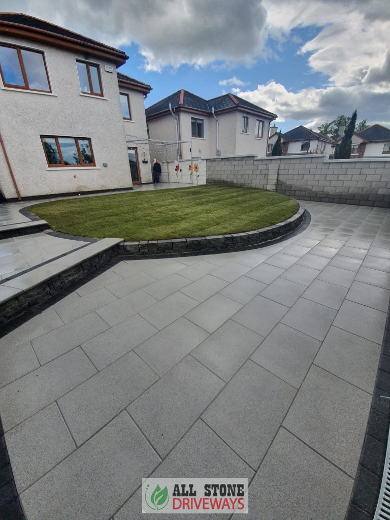 Silver Granite Patio with New Lawn in Cork City