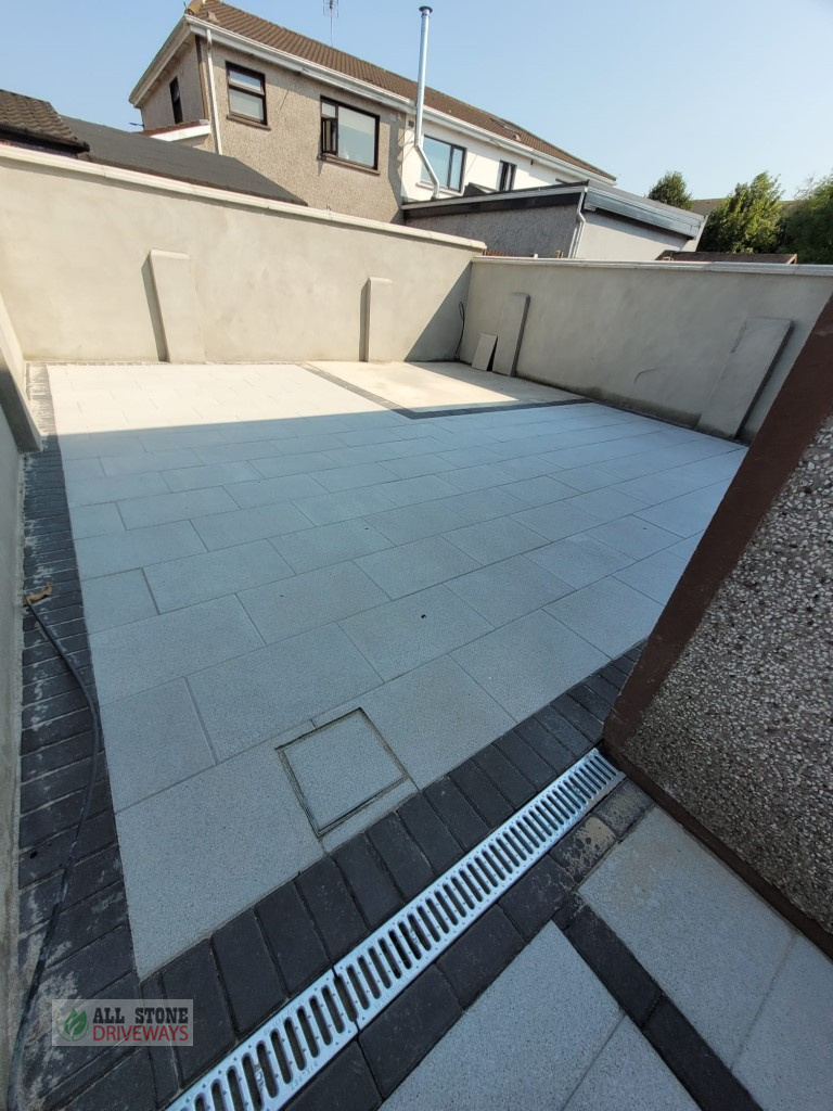 Silver Granite Patio with New Plastered and Capped Walls in Cork City