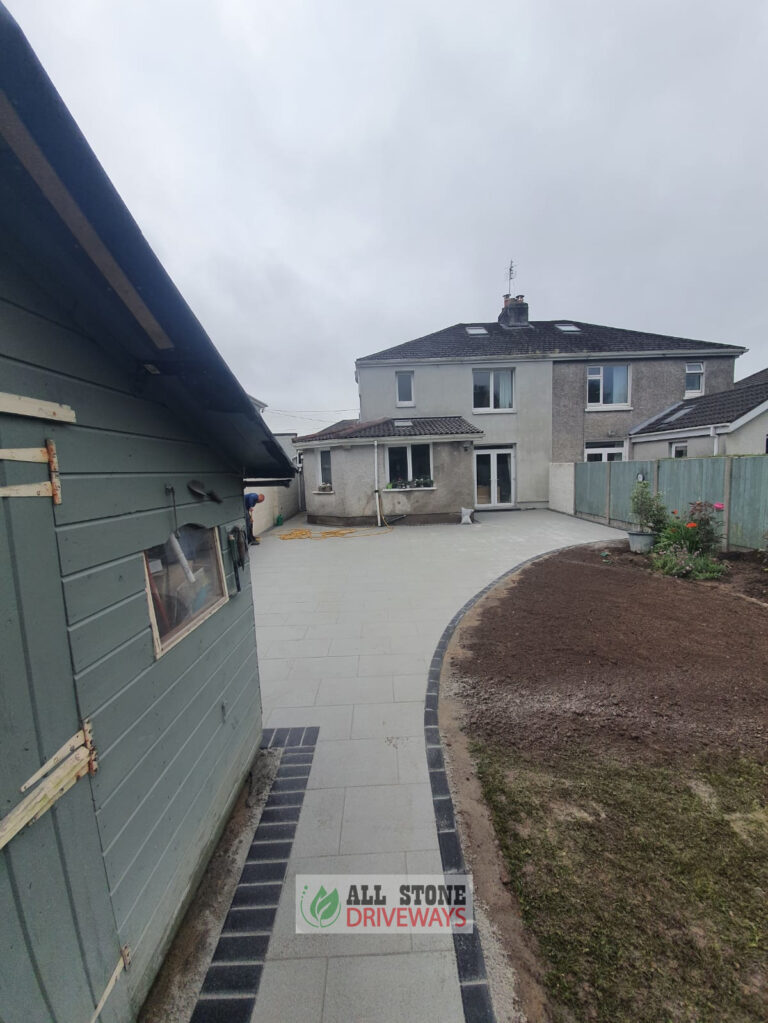 Silver Granite Patio with Slane Brick Border in Douglas, Cork