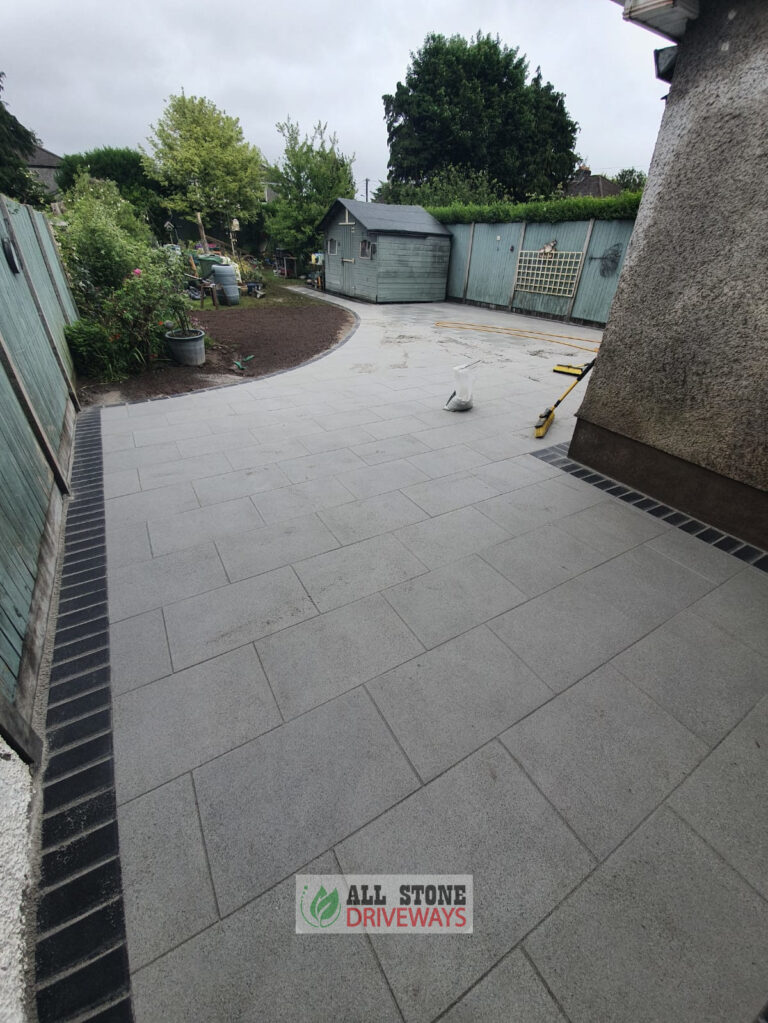 Silver Granite Patio with Slane Brick Border in Douglas, Cork