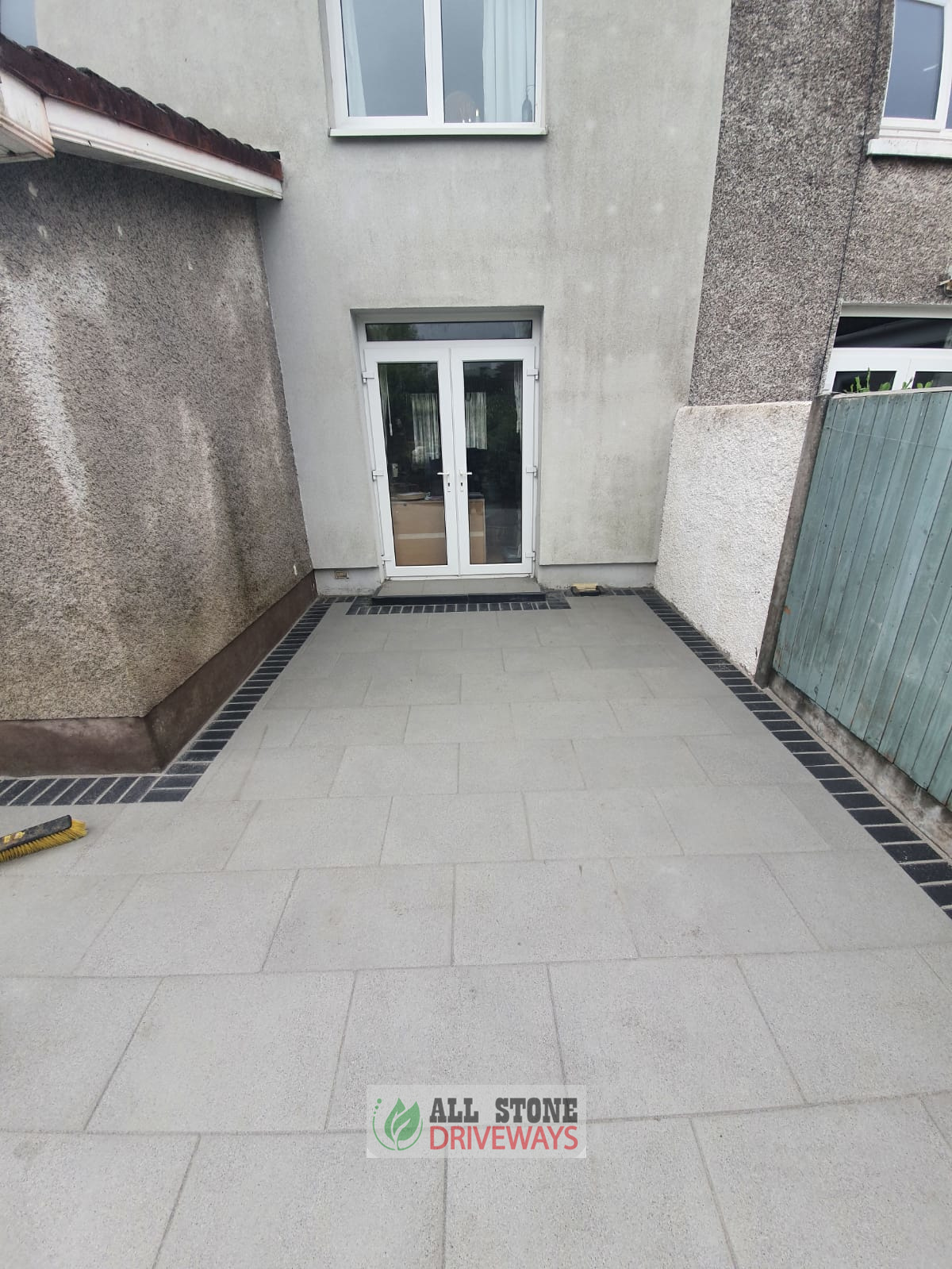 Silver Granite Patio with Slane Brick Border in Douglas, Cork