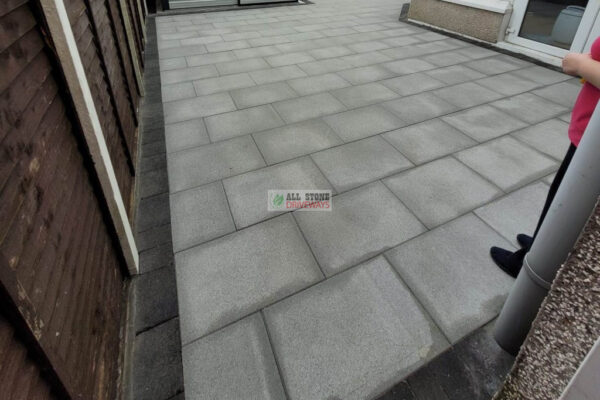 Silver Granite Slabbed Patio with Brick Border in East Cork