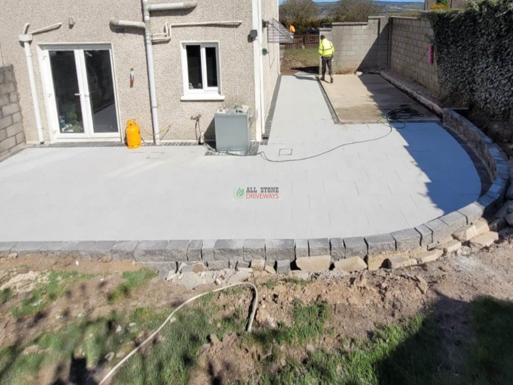 Silver Granite Slabbed Patio with Concrete Shed Base in Youghal, Co. Cork