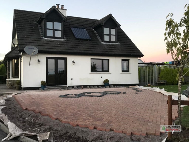 Slane Brick Patio with Charcoal Border and Diamond Pattern in East Cork