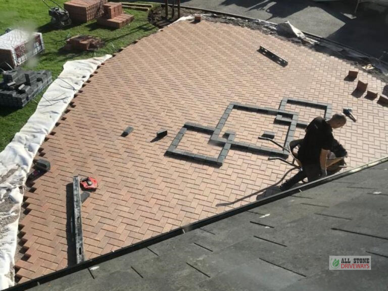 Slane Brick Patio with Charcoal Border and Diamond Pattern in East Cork