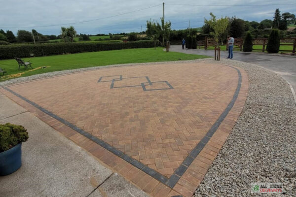 Slane Brick Patio with Charcoal Border and Diamond Pattern in East Cork