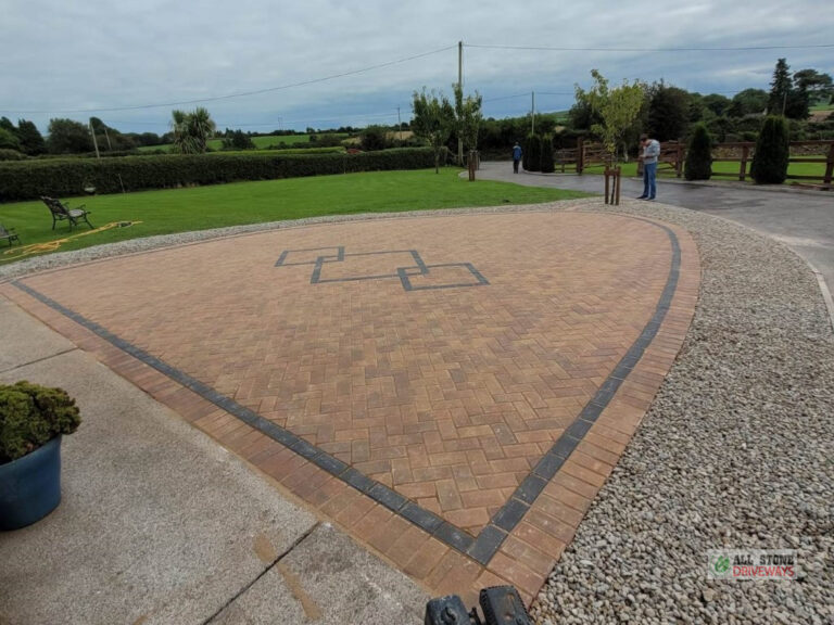 Slane Brick Patio with Charcoal Border and Diamond Pattern in East Cork