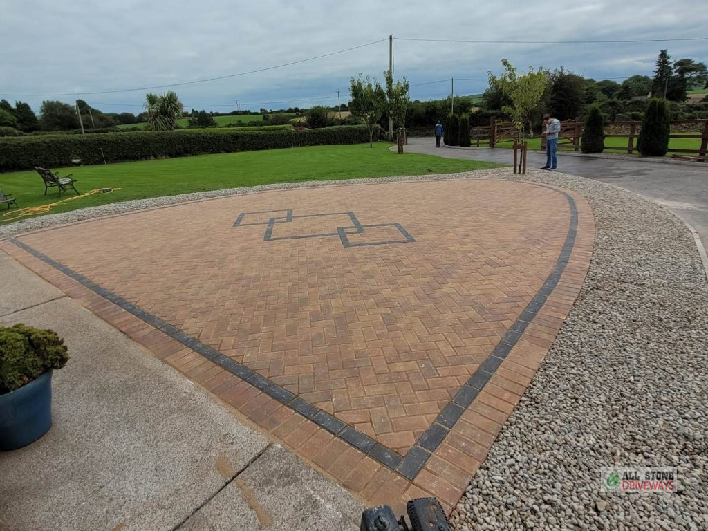 Slane Brick Patio with Charcoal Border and Diamond Pattern in East Cork