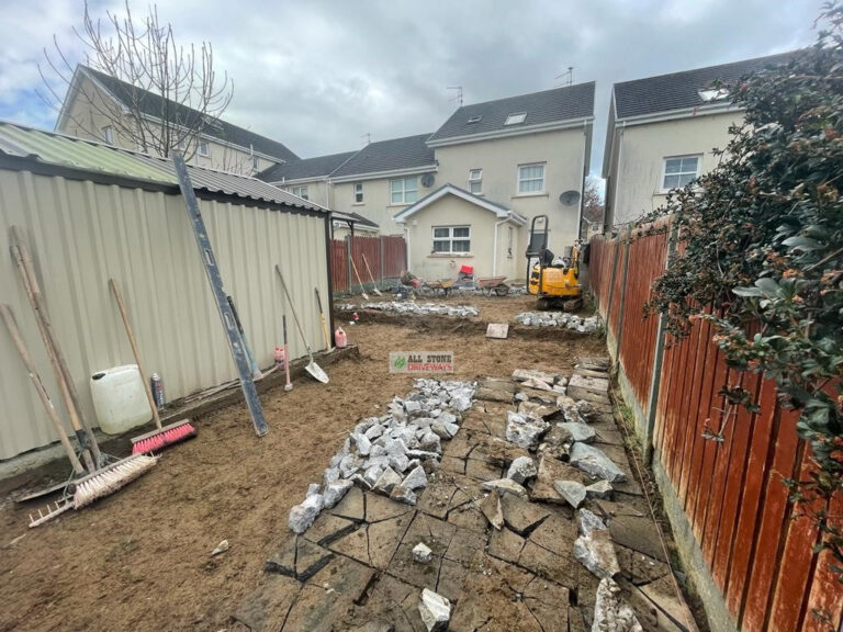 Yellow Granite Slabbed Patio with Connemara Walling in Mallow, Co. Cork