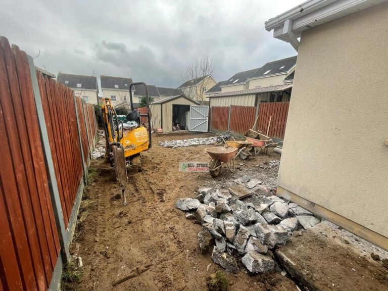 Yellow Granite Slabbed Patio with Connemara Walling in Mallow, Co. Cork