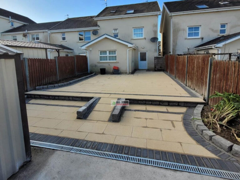 Yellow Granite Slabbed Patio with Connemara Walling in Mallow, Co. Cork