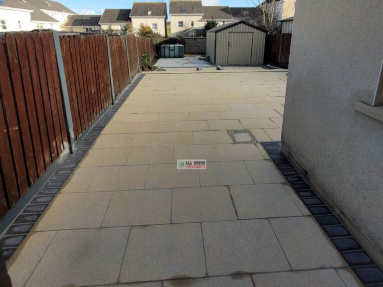 Yellow Granite Slabbed Patio with Connemara Walling in Mallow, Co. Cork