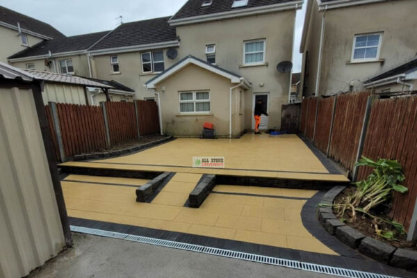 Yellow Granite Slabbed Patio with Connemara Walling in Mallow, Co. Cork