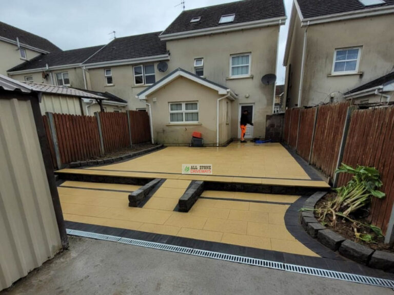 Yellow Granite Slabbed Patio with Connemara Walling in Mallow, Co. Cork