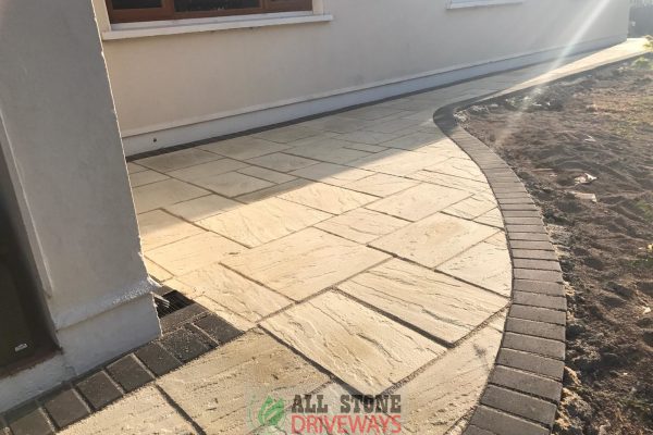 Old Priory Paving Flagstone Installation with Asphalt Driveway